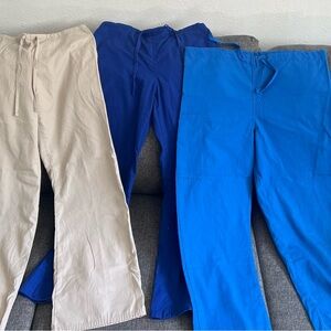 Medical Scrub Pants Various Brands Unisex Elastic Waistband Drawstring. Bundle 3